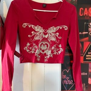 red designed top